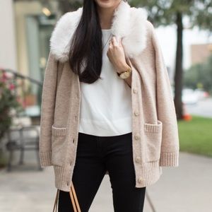Banana Republic Fur Collared Boyfriend Cardigan -M